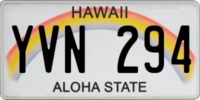 HI license plate YVN294