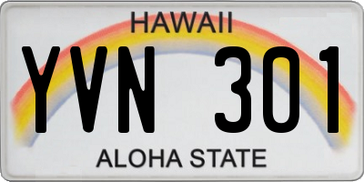 HI license plate YVN301