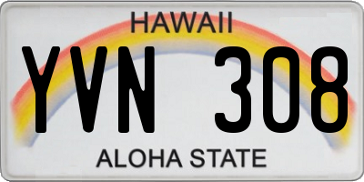 HI license plate YVN308