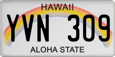 HI license plate YVN309