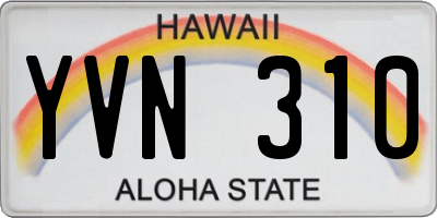 HI license plate YVN310