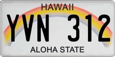 HI license plate YVN312