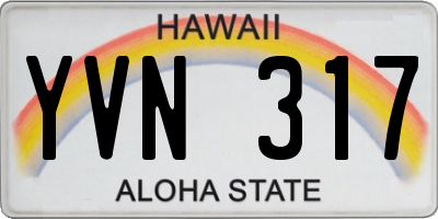 HI license plate YVN317
