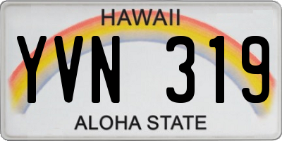 HI license plate YVN319