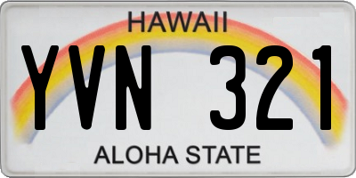 HI license plate YVN321