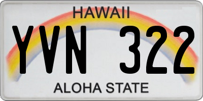 HI license plate YVN322