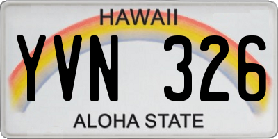 HI license plate YVN326