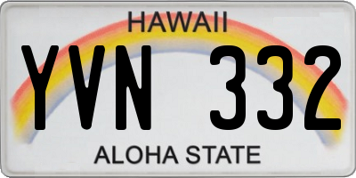 HI license plate YVN332