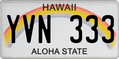 HI license plate YVN333