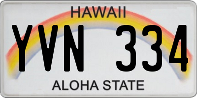HI license plate YVN334