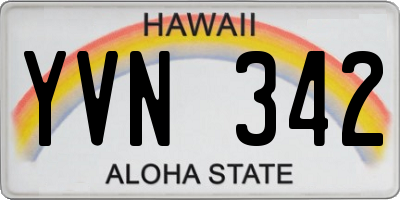 HI license plate YVN342