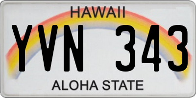 HI license plate YVN343