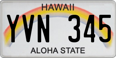 HI license plate YVN345