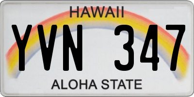 HI license plate YVN347