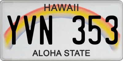 HI license plate YVN353