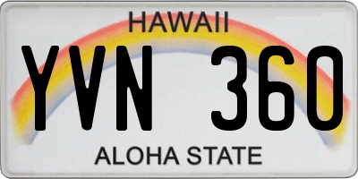 HI license plate YVN360