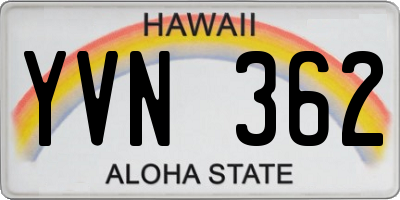 HI license plate YVN362