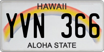 HI license plate YVN366