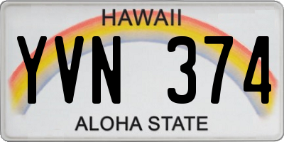 HI license plate YVN374