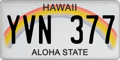 HI license plate YVN377