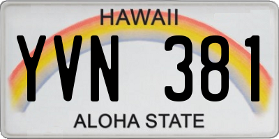 HI license plate YVN381