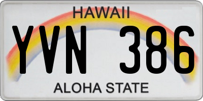 HI license plate YVN386