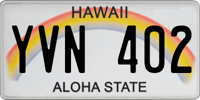 HI license plate YVN402