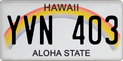 HI license plate YVN403