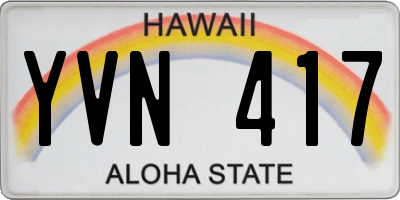 HI license plate YVN417