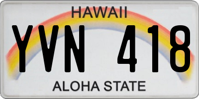 HI license plate YVN418