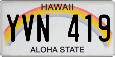 HI license plate YVN419