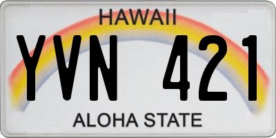HI license plate YVN421
