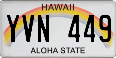 HI license plate YVN449