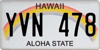 HI license plate YVN478
