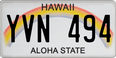 HI license plate YVN494