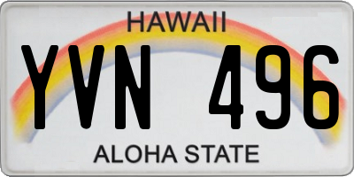 HI license plate YVN496