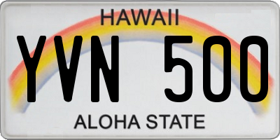 HI license plate YVN500