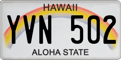 HI license plate YVN502