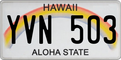 HI license plate YVN503