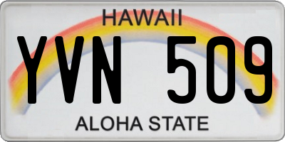 HI license plate YVN509