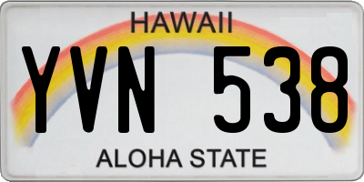 HI license plate YVN538