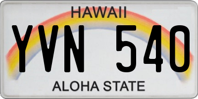 HI license plate YVN540