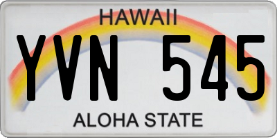 HI license plate YVN545