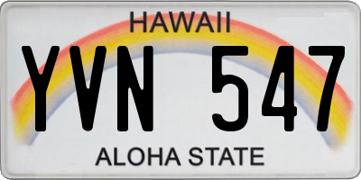 HI license plate YVN547