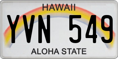 HI license plate YVN549