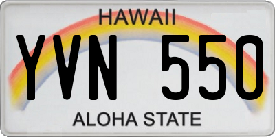 HI license plate YVN550