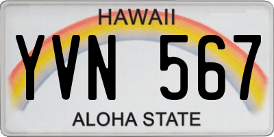 HI license plate YVN567