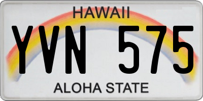 HI license plate YVN575