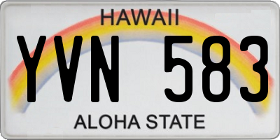 HI license plate YVN583