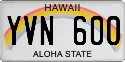 HI license plate YVN600